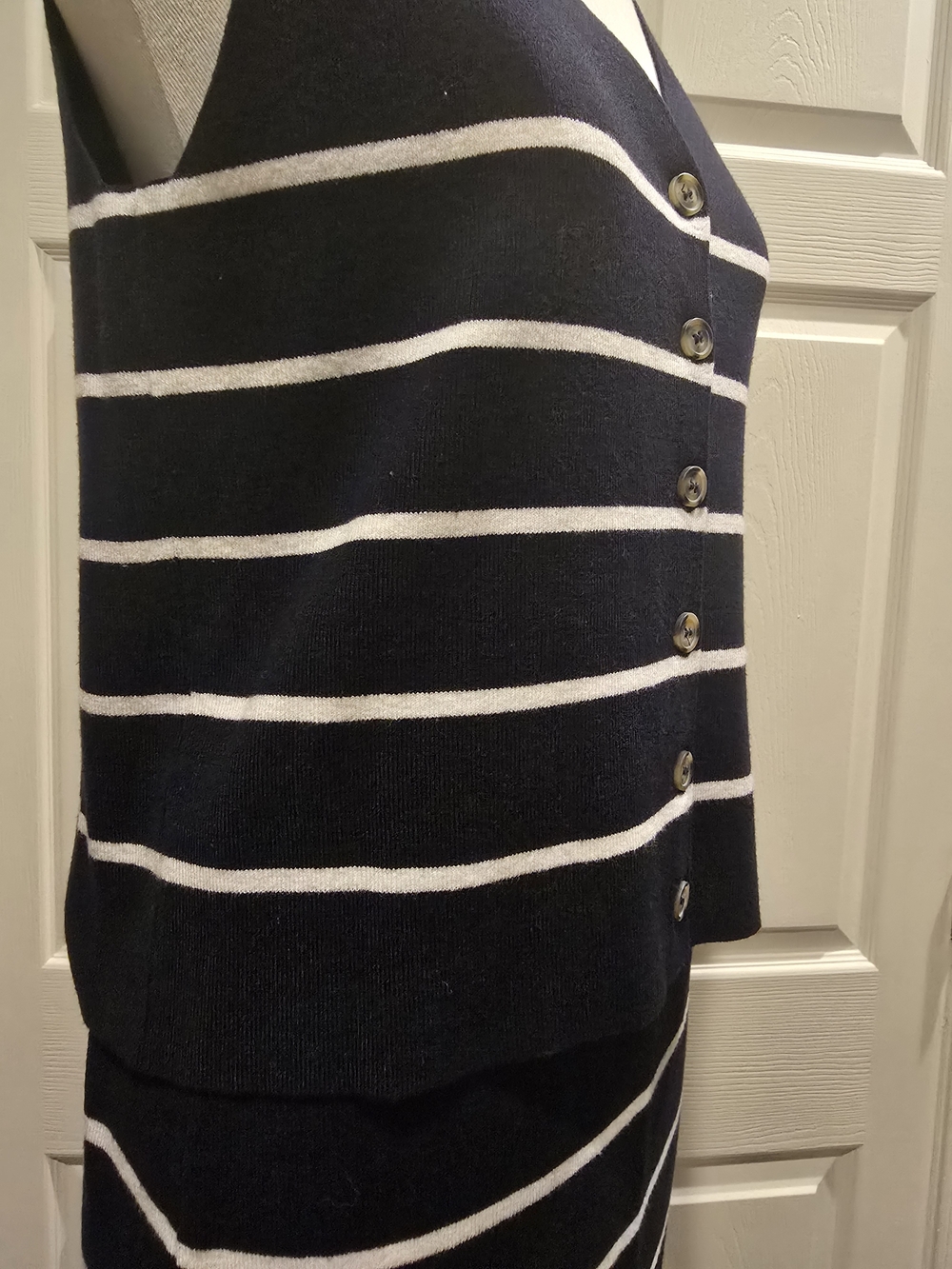 Sleeveless Navy and White Striped Maxi Skirt Set - Picture 3 of 4
